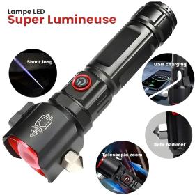 Lampe Torche Multifonctionnel LED Puissante Rechargeable par USB – طورش عالي السطوع