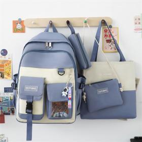 Ensemble de sacs d’école Kawai pour adolescents 4Pcs Guiyu V3 Bleu – محفظة 4 قطع كاواي أزرق