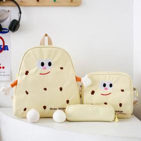 Ensemble de sacs d’école Kawai pour adolescents 3Pcs Language Jaune – محفظة 3 قطع كاواي أصفر