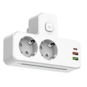 Rallonge Mural Multifonction – 2 Prises Européennes, 3 Ports USB (dont USB-C) – مقبس طاقة
