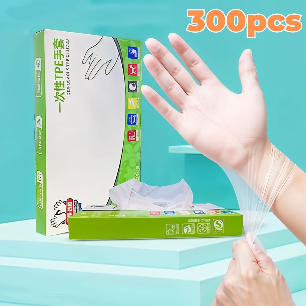 100pcsgloves-CNC-1-2.jpg Gants Jetables TPE Sans Latex 300 Pièces – قفازات للاستعمال مرة واحدة - الصورة 1