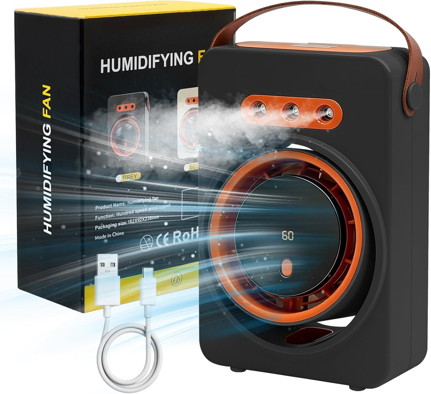 1785057385819_qeyygpwb_1 Mini Purificateur et Refroidisseur d'Air Portable 4en1 5 Vitesses - مبرد ومكيف هواء محمول 4 في 1 برذاذ الماء وبطارية قابلة للشحن - الصورة 1
