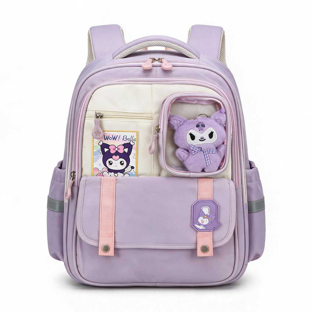 1785337083155-tmxxwj Sac à Dos Scolaire Style Kawaii Grand Volume avec Peluche Incluse Tissu Imperméable Rose SACKDS04RS - حقيبة مدرسية بتصميم كاوايي - الصورة 1