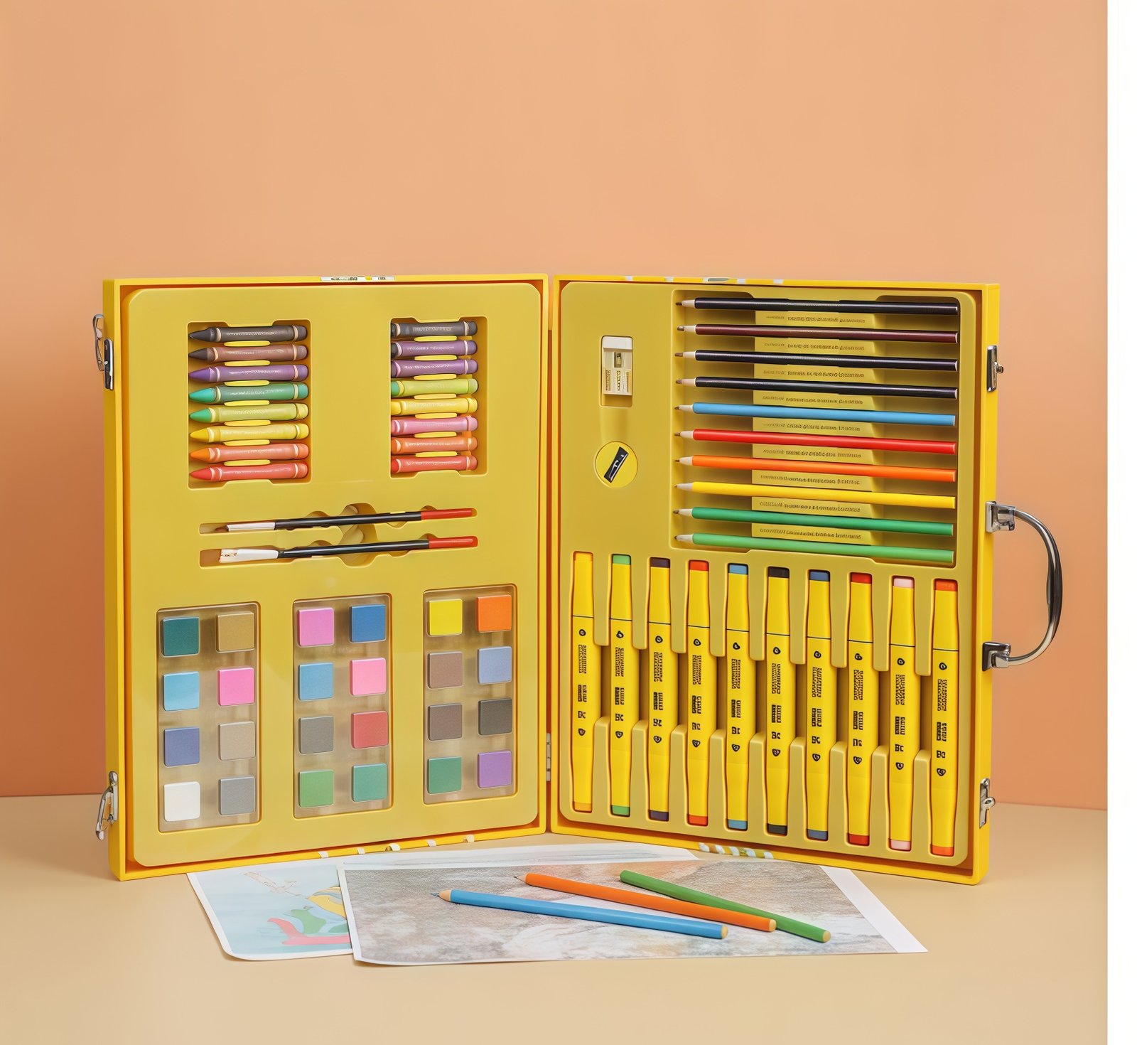 1786972131319_q9bw2n7b_h2f090e9f15c1407998e1babe8fb5cd333 Coffret d'Art Peinture et Coloriage pour Enfants Mallette Canard Jaune - علبة أدوات الرسم والتلوين للأطفال مع حقيبة - الصورة 1