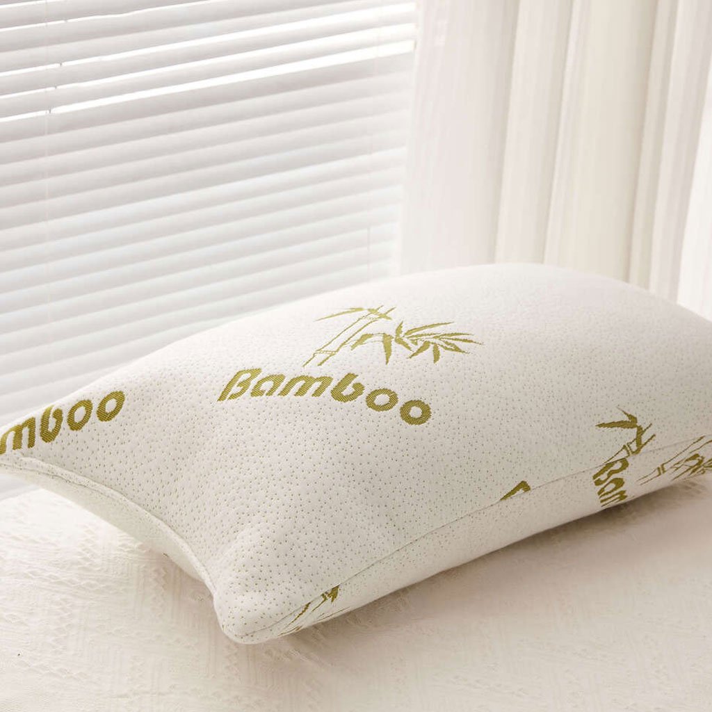 Aloe-vera-pillow-1 Oreiller hypoallergénique en mousse à mémoire de forme et à l'aloe vera de bambou pour un confort rafraîchissant - الصورة 1