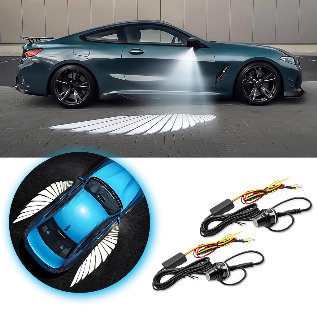 Angel-Wing-cnc3-1.jpg Projecteur LED en forme d’ailes d’ange pour rétroviseur latéral de voiture – أضواء خارجية للسيارة على شكل أجنحة - الصورة 1