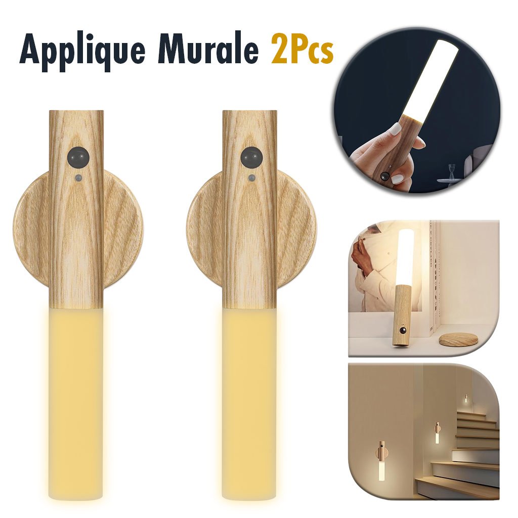 Applique-2Pcs-cnc-1.jpg Pack 2 applique murale magnétique à détecteur de mouvement avec batterie rechargeable – طقم مصباحين بمستشعر حركة - الصورة 1