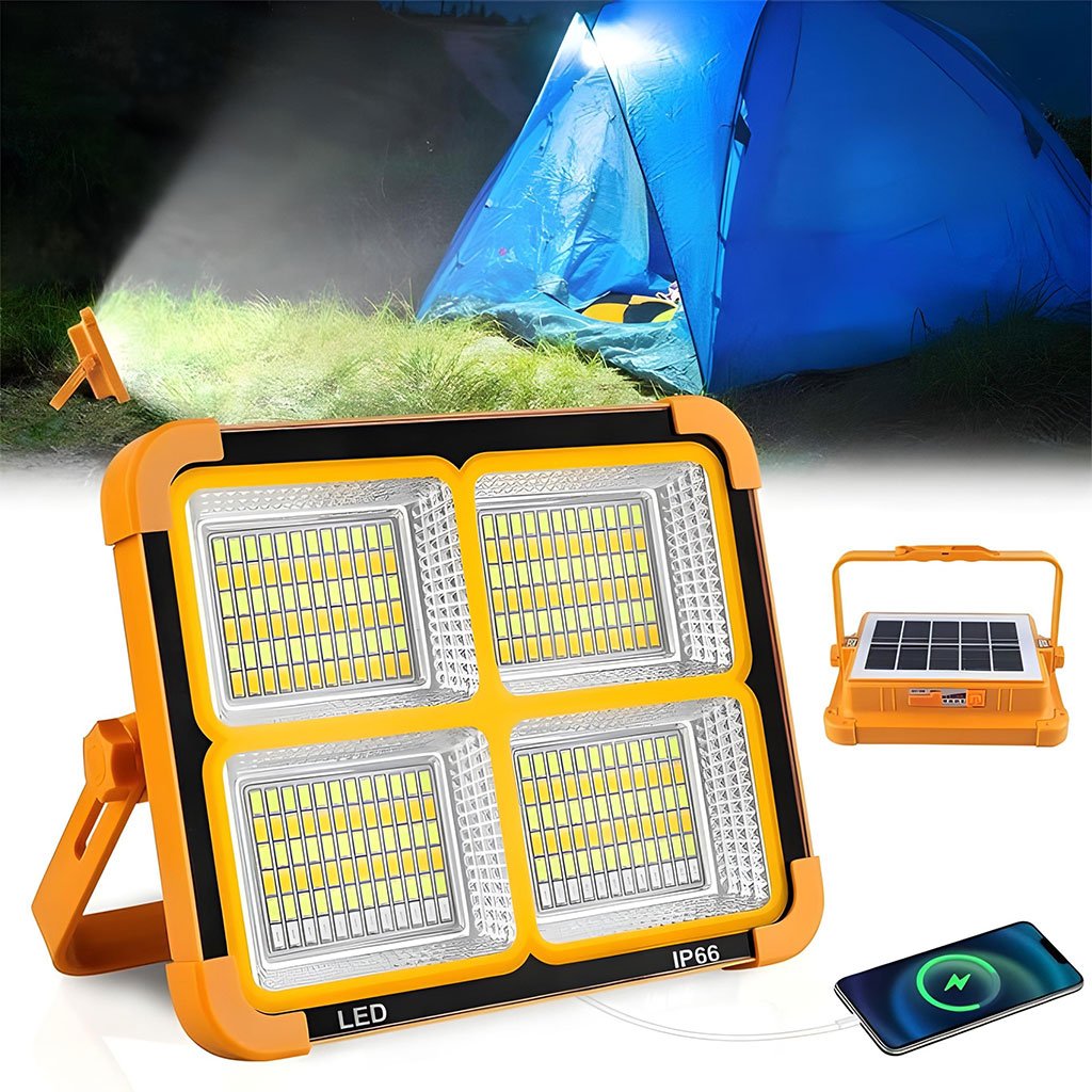 BA3422-7-2.jpg Projecteur LED Rechargeable 150W avec Panneau Solaire – مصباح تخييم عالي السطوع - الصورة 1