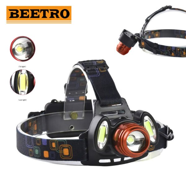 BEETRO-LA294-CNC-600x600-1-2.jpg Lampe Frontale Lumineuse Sans Fil Avec 4 Modes D’eclairages Et Avec Zoom BEETRO LA-294 - الصورة 1