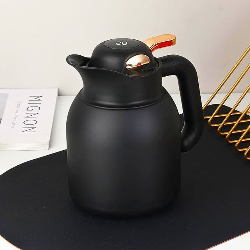 xr:d:DAF8NWfrASE:7,j:7093587456180050103,t:24020813 Pichet isotherme , avec bac à thé divisé et couvercle d’affichage de la température en acier inoxydable 304 1100 ml - الصورة 1