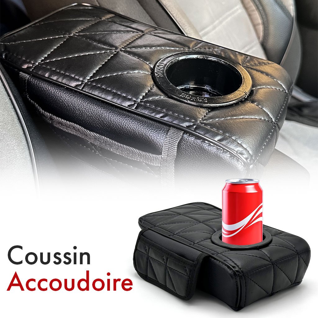 Coussin-ACD-cnc2-1-1.jpg Coussin d’accoudoir de voiture avec porte-gobelet V2 – وسادة منظم الأغراض في السيارة - الصورة 1