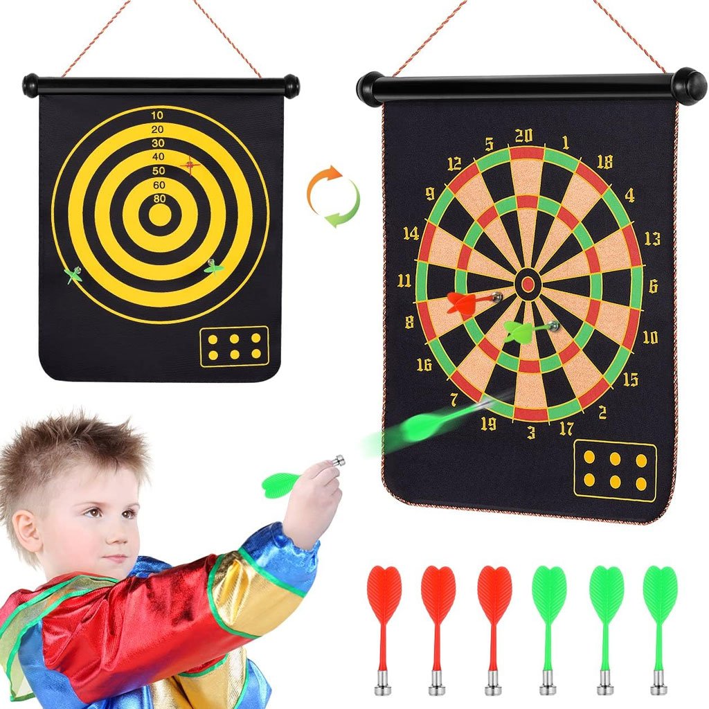 Magnet-Dartboard-cnc-2.jpg Jeu de fléchettes magnétique 6 Fléchettes double face - الصورة 1