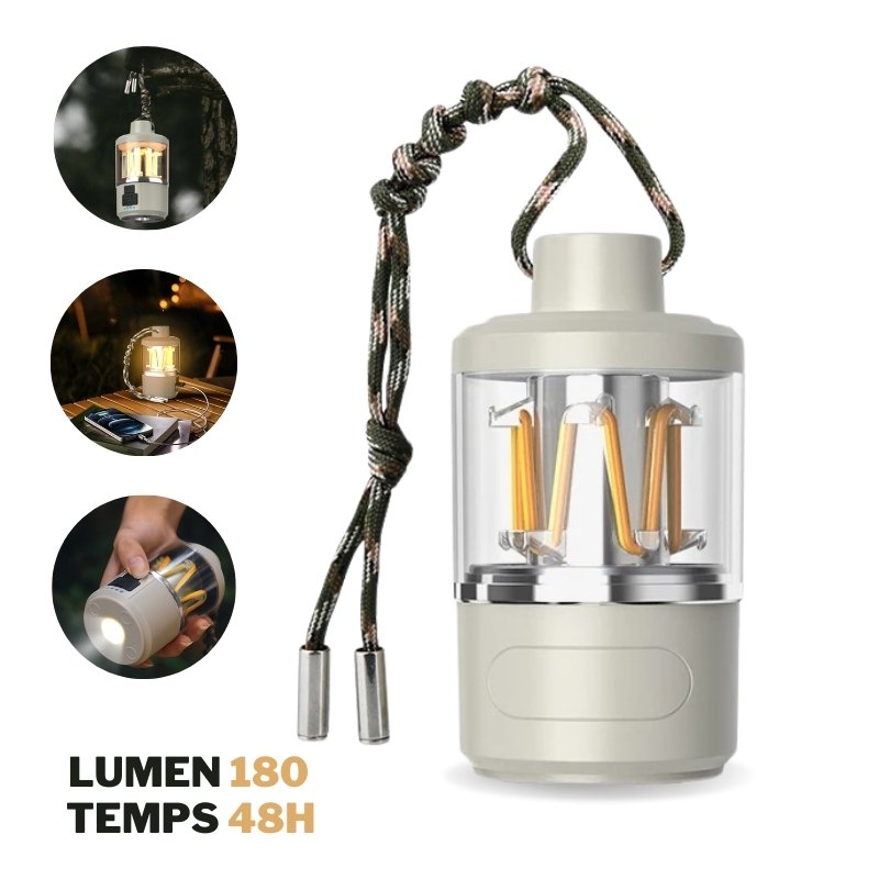 Main-Torche-powerbank-2.jpg Lanterne Led Portable d'extérieur avec chargement de Type C, Power Bank, lampe de tente, fonction batterie externe - الصورة 1