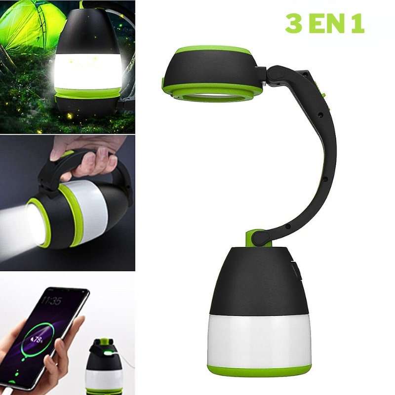 xr:d:DAF8eTxDA5k:7,j:5575874674702342772,t:24021109 Lampe de poche 3 en 1 , bureau et camping 180 réglable , 3 modes, rechargeable avec fonction batterie externe - الصورة 1