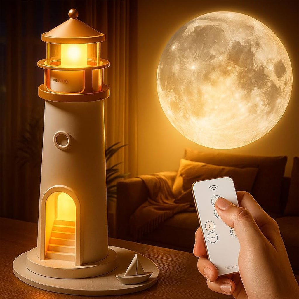 Moonlit-cnc-2.jpg Veilleuse à Projection de Lumière de Lune avec Télécommande – جهاز عرض ضوء القمر - الصورة 1