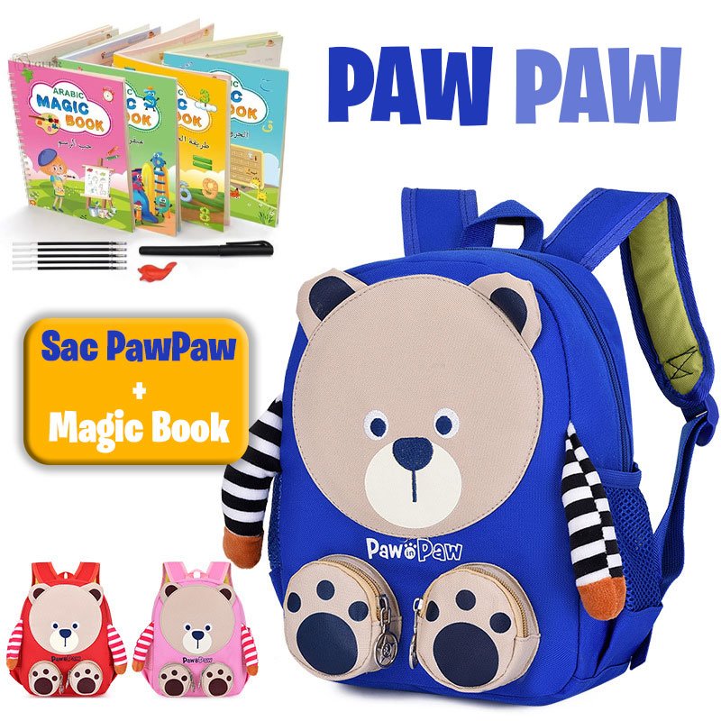 Paw-Paw-pack.jpg PACK Sac à dos Mignon PAW PAW + MAGIC BOOK طقم 4 كتب لتعليم الأطفال - الصورة 1