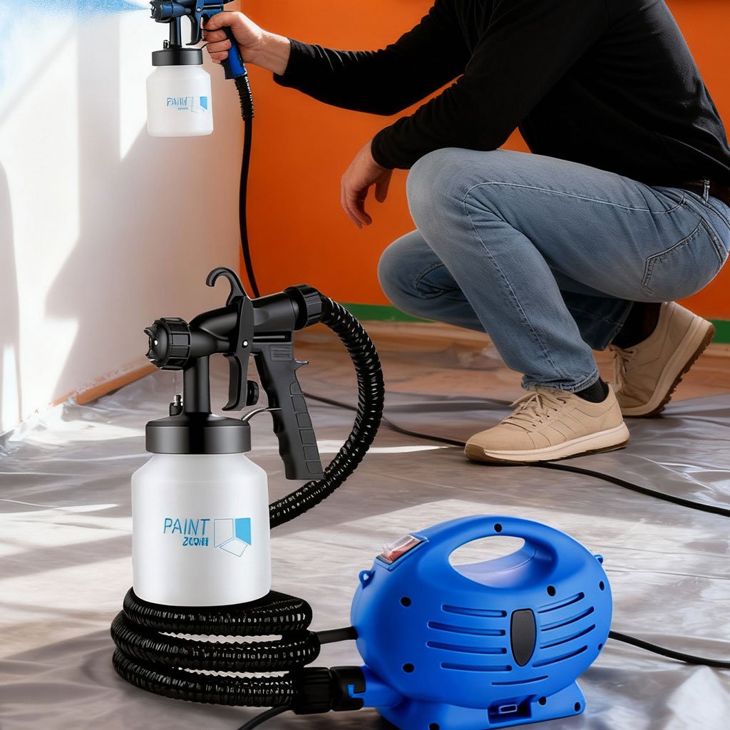 Pisto-blue.jpg مسدس الطلاء الكهربائي المبتكر لاستعمال سهل بأداء متميز PAINT ZOOM Pistolet A Peinture Electrique A Usage Facile 800ml 600W - الصورة 1