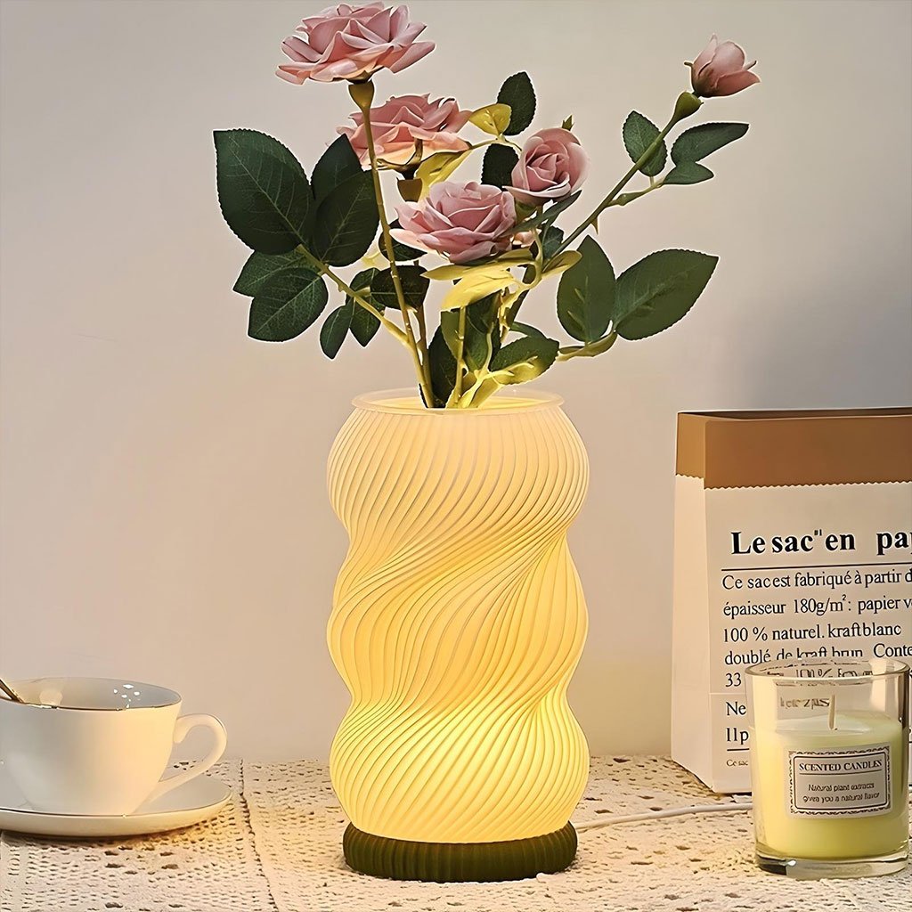 Pot-Light-cnc Lampe de chevet et vase lumineux avec 3 couleurs et 9 niveaux de luminosité réglables – مصباح ديكور داخلي - الصورة 1