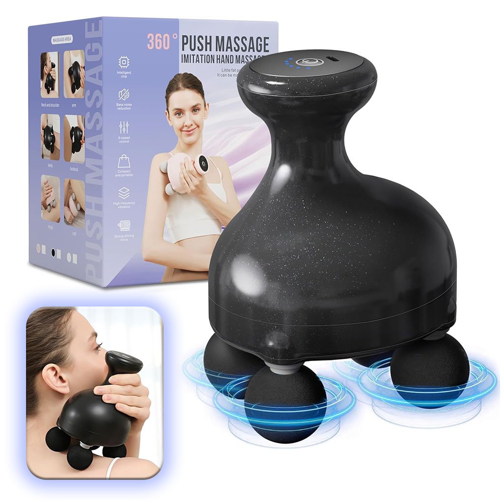 Push-Massage-cnc-1.jpg Pistolet de massage portatif à 4 têtes pour tissus profonds – جهاز تدليك الجسم - الصورة 1
