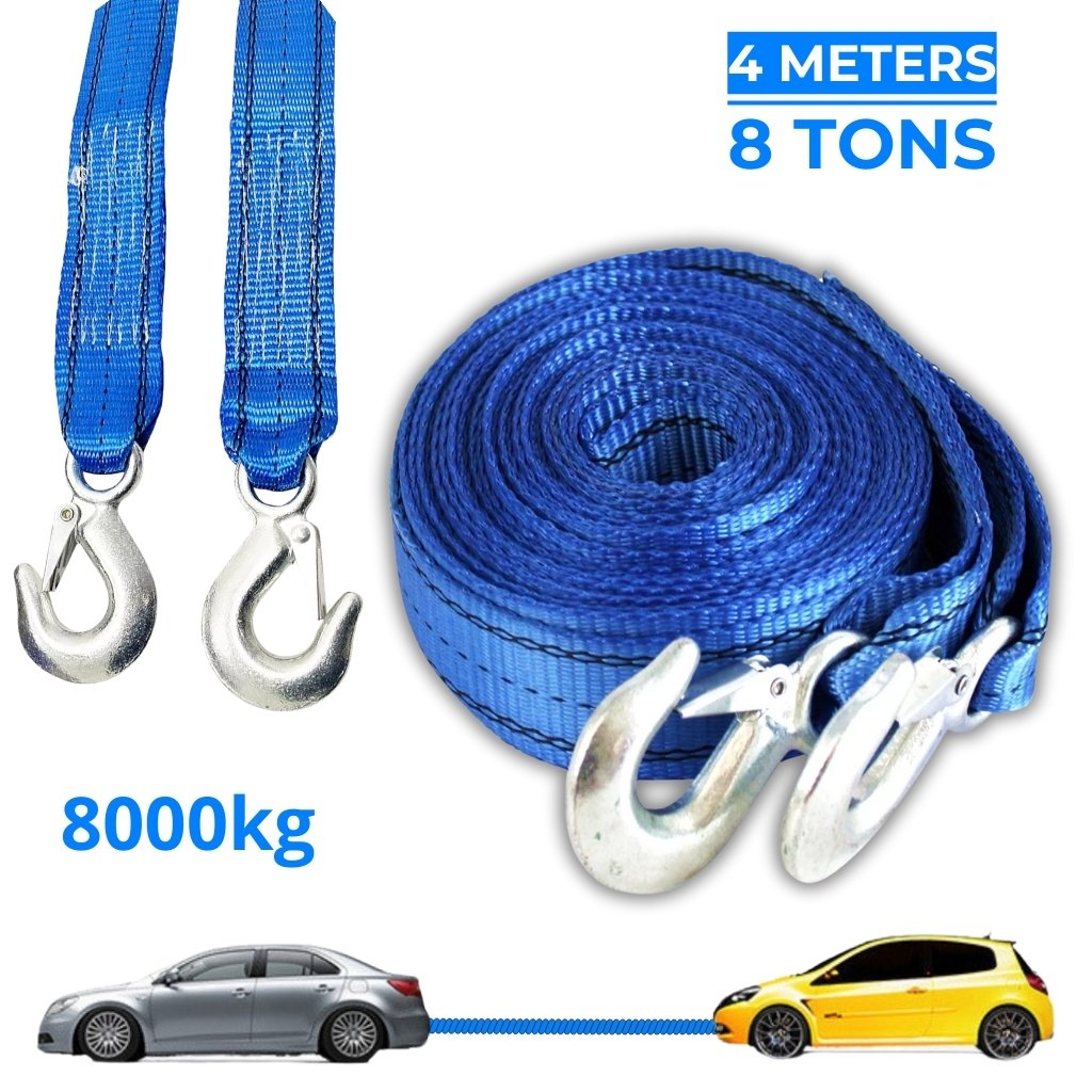 ROPE8TON-1-1-2.jpg Corde De Remorquage 8 Ton 4m Avec 2 Crochet Pour Voitures – حبل سحب 8 طن بطول 4 متر مع خطافين للسيارات - الصورة 1