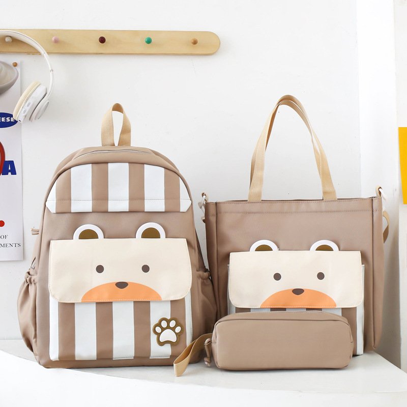 Sac-Chinois-V16-10-1.jpg Ensemble de sacs d’école Kawai pour adolescents 3Pcs Ours Beige – محفظة 3 قطع كاواي بيج - الصورة 1