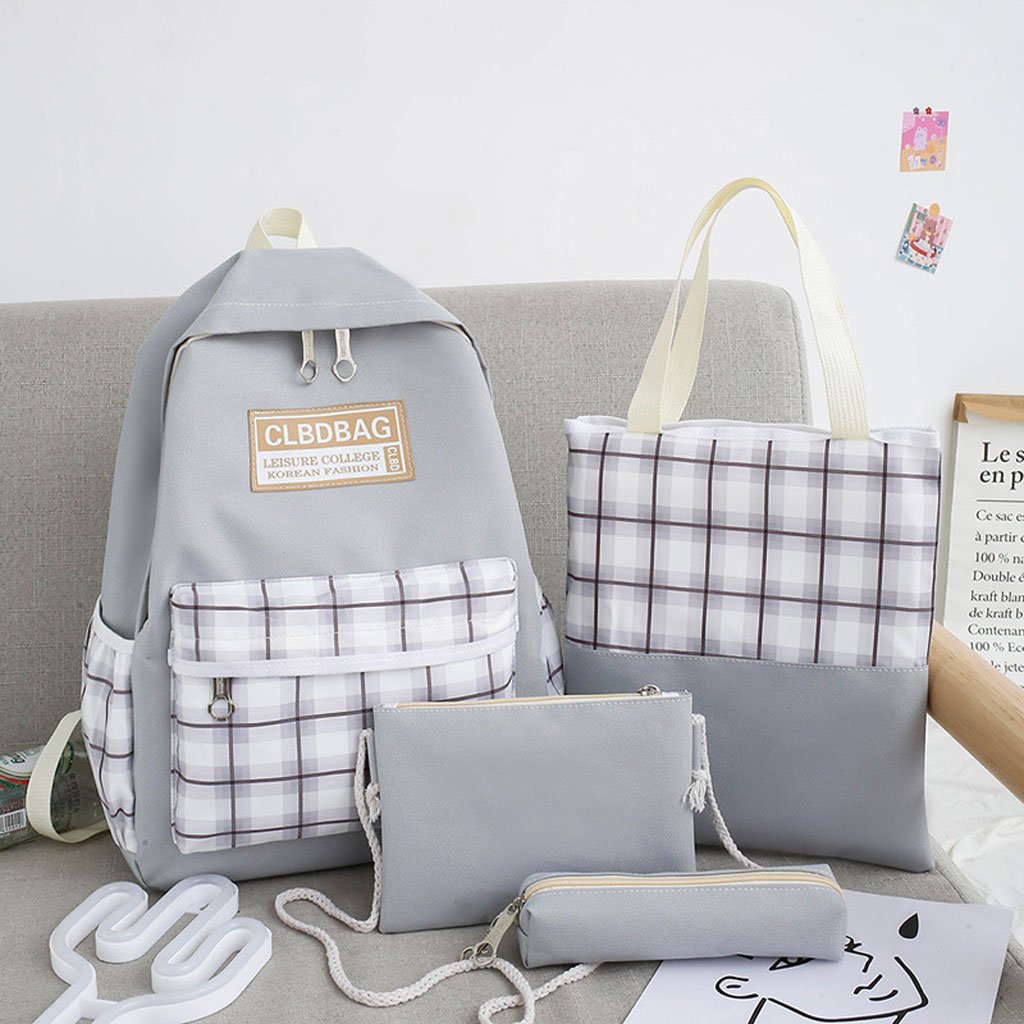 Sac-Chinois-V19-8-1.jpg Ensemble de sacs d’école Kawai pour adolescents 4Pcs CLBD V4 Gris – محفظة 4 قطع كاواي رمادي - الصورة 1