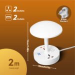 ⁦Multiprise et lampe de bureau 2500W avec USB Ports à intensité variable 3 couleurs⁩ - الصورة ⁦2⁩
