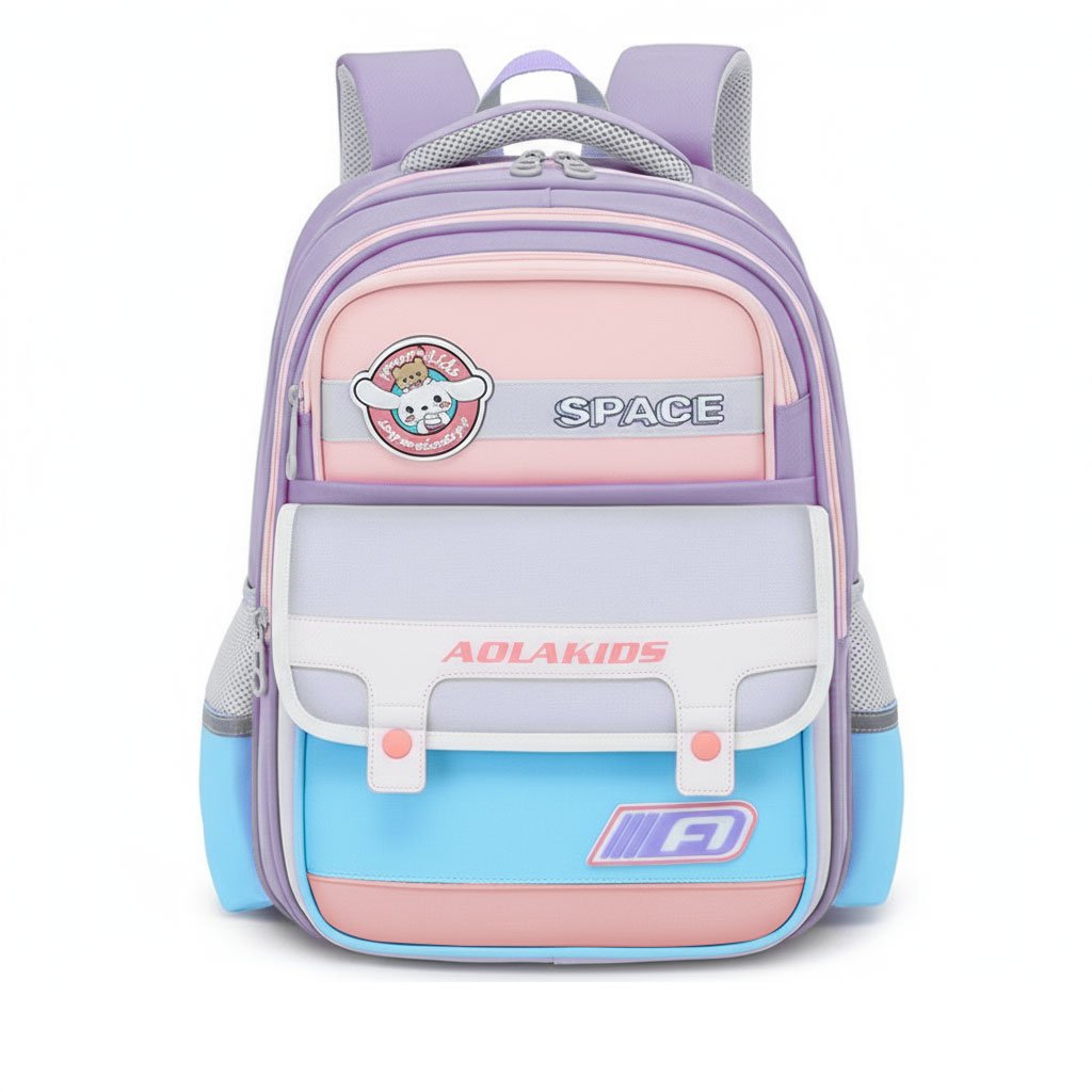 Space-BAG-4-1.jpg Sac à Dos Enfant Space Design Ludique Multi-Poches Mauve – حقيبة مدرسية للأطفال لون بنفسجي - الصورة 1