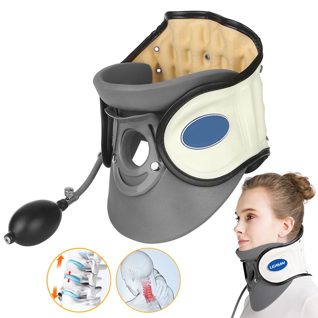 Staricare-Cervicale-cnc-1.jpg STARICARE Civière de cou gonflable et rétracteur de traction cervicale avec pompe – أداة تصحيح وضعية العنق - الصورة 1