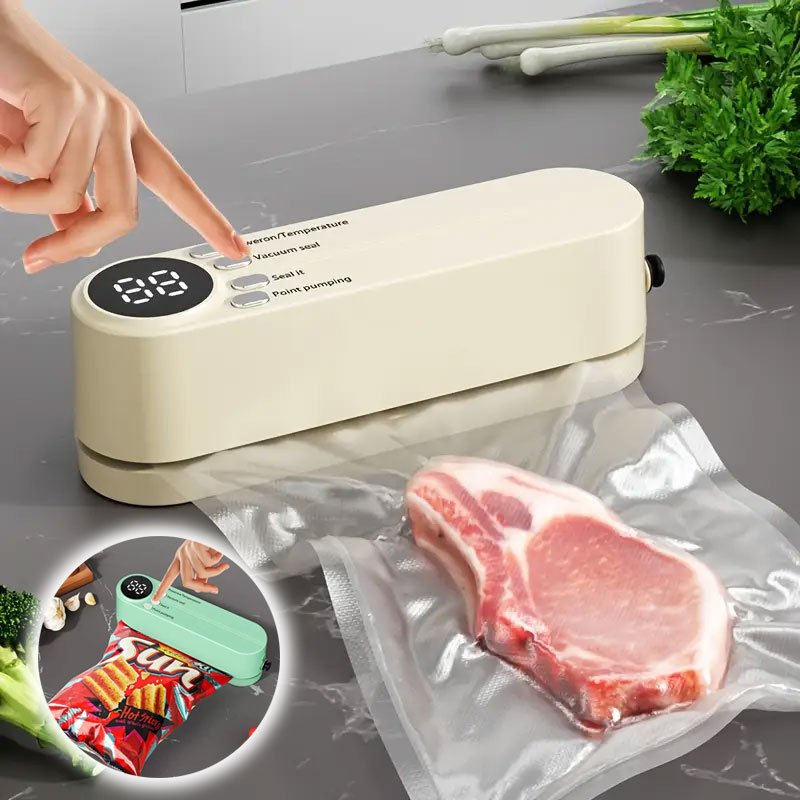 Vacuum-Sealer-cnc-1.jpg Mini scelleuse sous vide et Extracteur d’air portable 60 kPa avec 3 niveaux de température – جهاز تفريغ الهواء وغلق الأكياس - الصورة 1