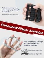 ⁦Kit de renforcement de la poignée (5 Pieces) entraîneur de force de préhension, entraînement de l'avant-bras, réglables, renforcement des doigts, anneau et balle anti-stress avec sac de transport مجموعة تقوية قبضة اليد (5 قطع)⁩ - الصورة ⁦4⁩