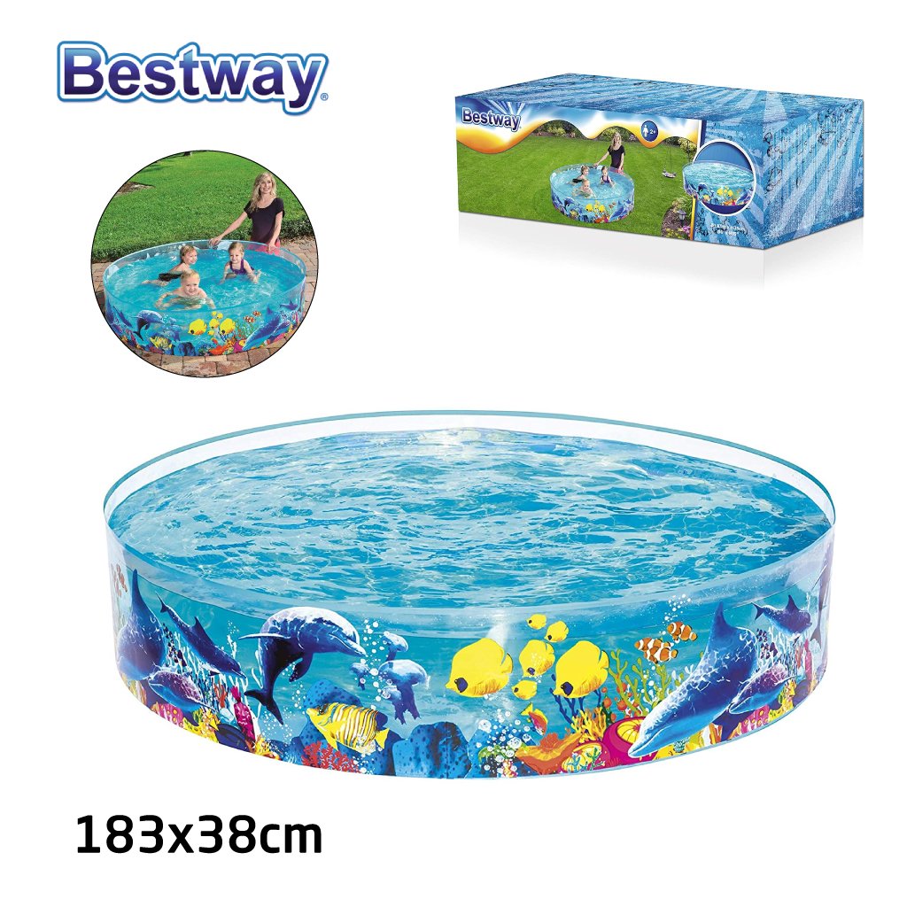 bestway-piscine-rigide-55030.jpg Piscine AquariumRonde en Vinyle et PVC Transparente Pour Enfants 183x38cm#55030 - الصورة 1