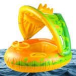 ⁦Bouée de natation gonflable pour bébé avec toit et Claxone – عوامة أطفال مع مظلة⁩ - الصورة ⁦2⁩