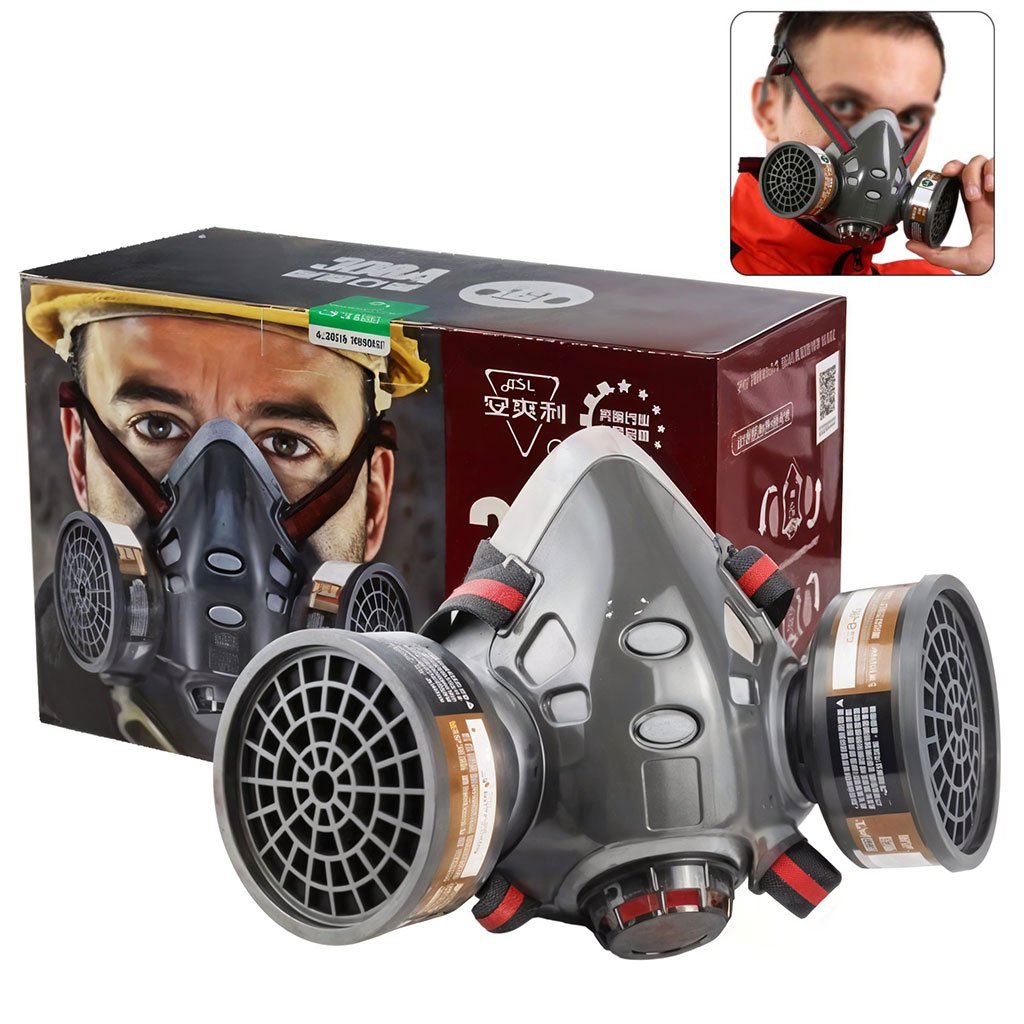 masque-ox-1.jpg Masque de protection gaz avec 2 filtres au gel de silice – قناع تنفس للحرفيين - الصورة 1