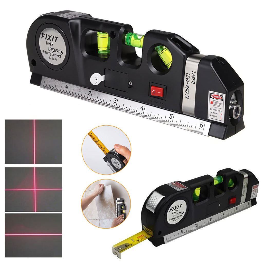 mesure.jpg Niveau Laser 4en1 Fixit Level pro 3 Outil de musure Polyvalent Ruban De 8 Pieds - الصورة 1