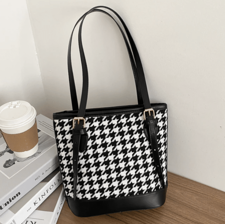 ⁦Sacs à bandoulière pied-de-poule Vintage pour femmes grande capacité⁩ - الصورة ⁦3⁩