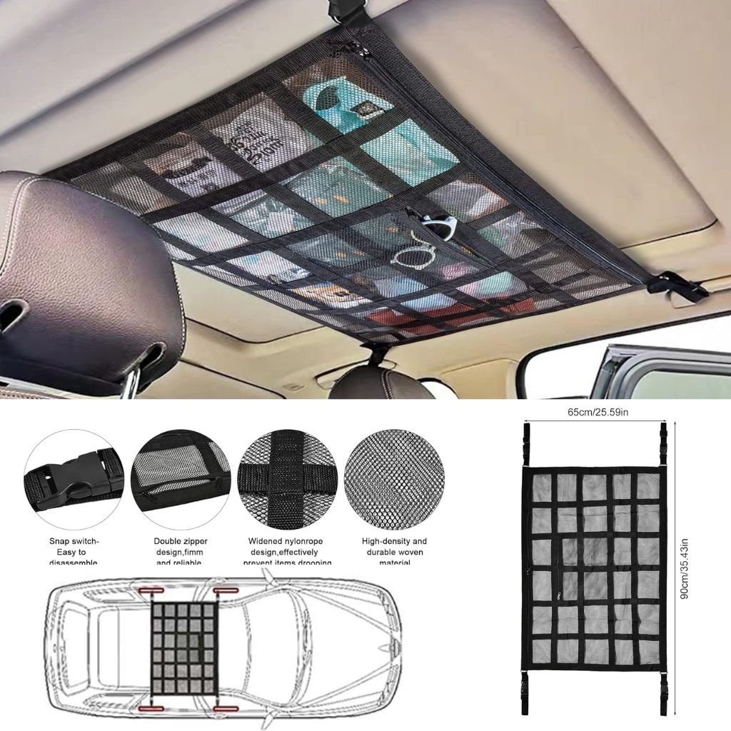 sdfsdf-rouge01-1.jpg Filet de Rangement pour Toit Voiture Intérieur – منظم أغراض في سقف السيارة - الصورة 1