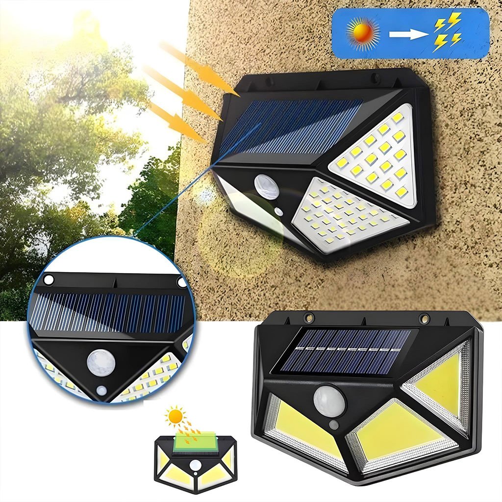 solar-lamp.jpg Lampe solaire d'extérieur à 158 LED avec détecteur de mouvement imperméable 3 modes d'éclairage idéal pour un jardin - الصورة 1