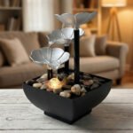 ⁦Fontaine décorative en forme de pétales avec lumières LED et pierres – نافورة مياه بعدة طبقات⁩ - الصورة ⁦4⁩