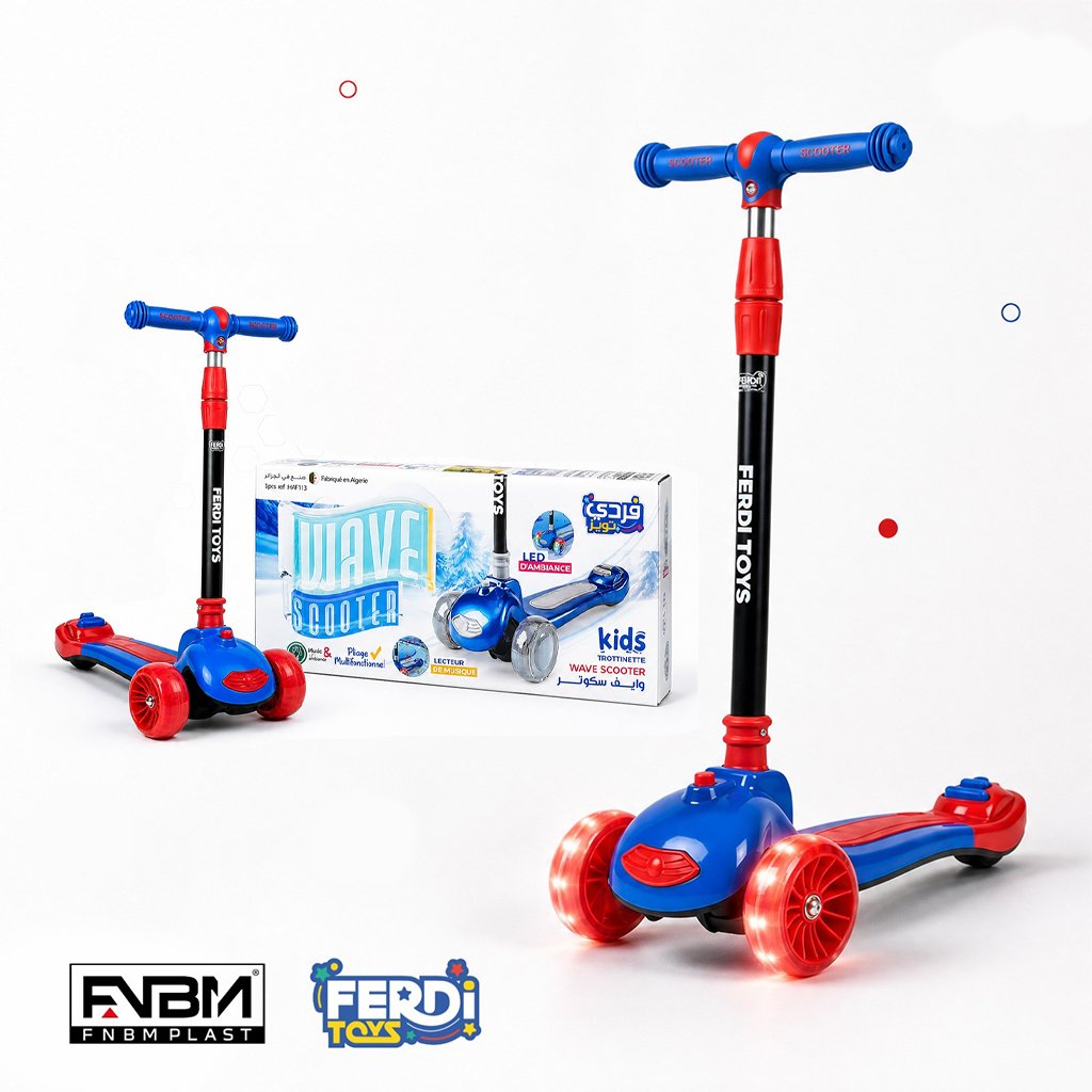 1780145398858-n31hsp Trottinette Wave Ferdi Toys pour Enfants Hauteur Réglable - سكوتر أطفال بإضاءة وموسيقى - الصورة 1