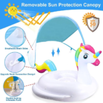 ⁦Bouée Flotteur Licorne pour Bébé avec Parasol Anti-UV - عوامة المسبح للأطفال بتصميم وحيد القرن مع مظلة حماية⁩ - الصورة ⁦3⁩