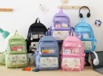 ⁦Sac à Dos Multifonctionnel Kawaii Grand Volume Imperméable et Résistant 5Pcs Mauve SACKDS11MV - حقيبة ظهر بعدة قطع بتصميم كاوايي⁩ - الصورة ⁦2⁩