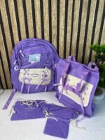 ⁦Sac à Dos Multifonctionnel Kawaii Grand Volume Imperméable et Résistant 5Pcs Mauve SACKDS11MV - حقيبة ظهر بعدة قطع بتصميم كاوايي⁩ - الصورة ⁦5⁩
