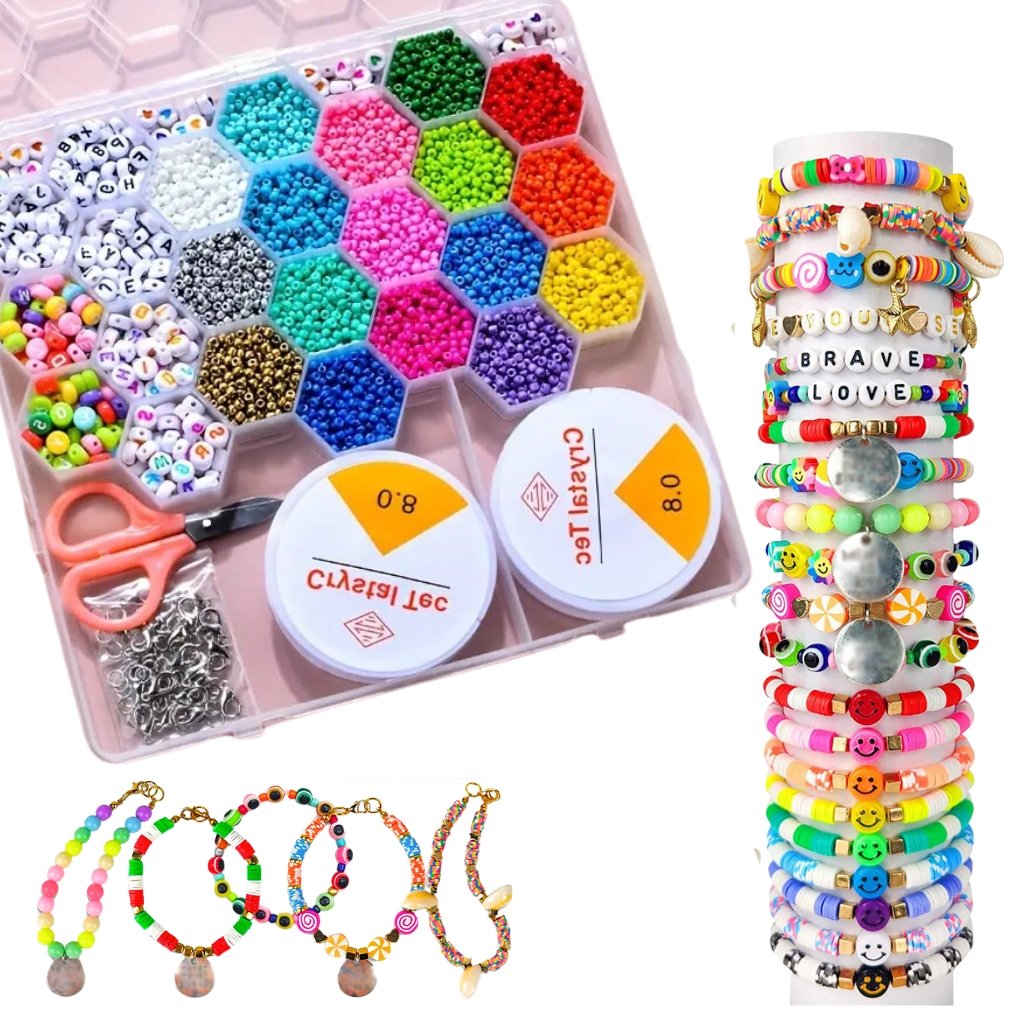 xr:d:DAFz9De9ed8:3530,j:8244260348637502949,t:24031011 Ensemble de fabrication de bijoux Pour enfant 24 grilles en forme de ruche d'abeille - الصورة 1
